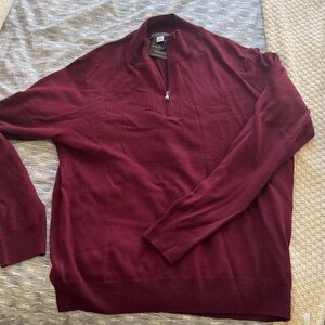 Saks Fifth Avenue Men's Burgundy Zip-Up Sweater
